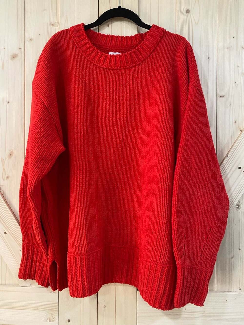 Aerie Chunky Knit Sweater Size S Red Crewneck Pullover oversized